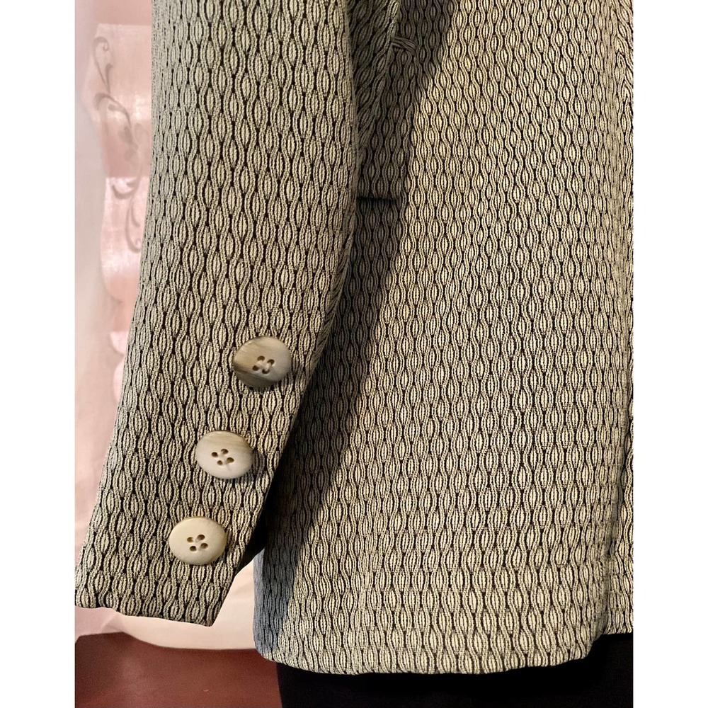 Vintage Y2K Like New Kenar Designer Blazer Jacket  Sz.4 Olive Green/black silky - Picture 6 of 12